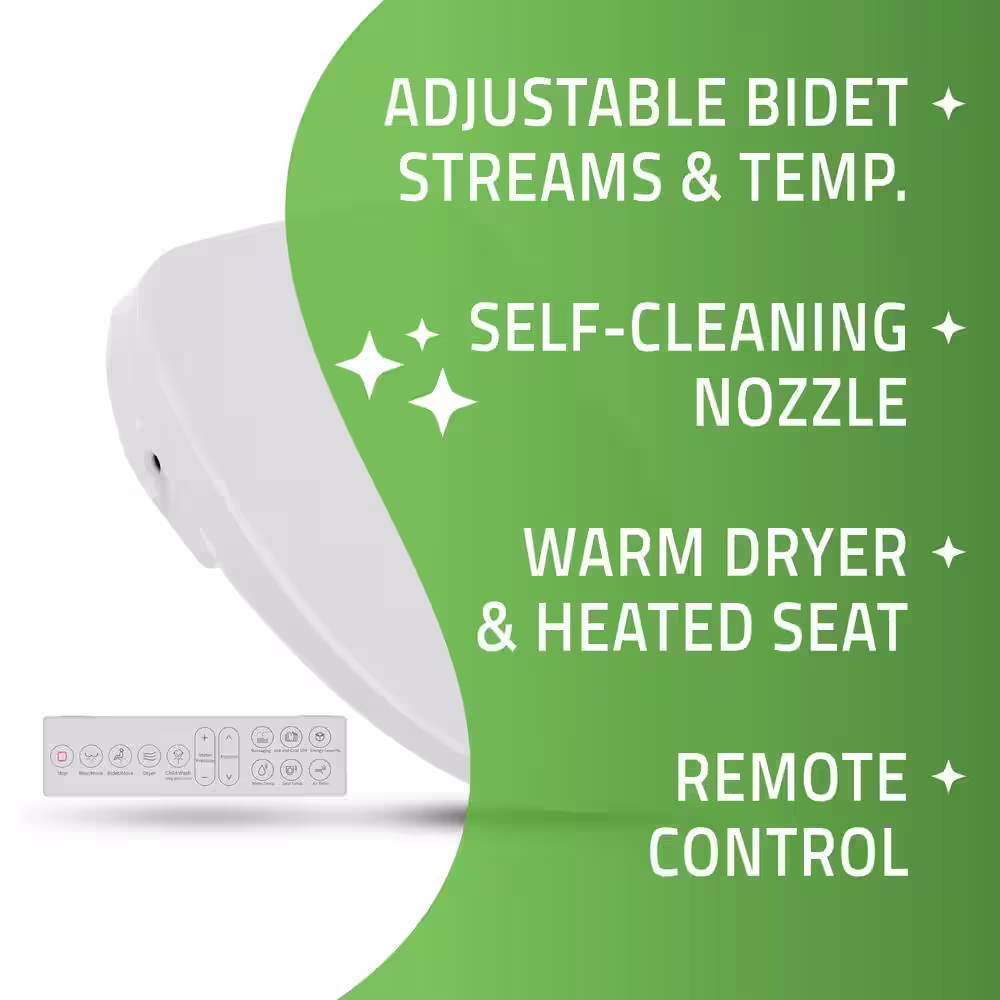 ANZZI Envo Shore Smart Electric Bidet Seat for Elongated Toilet in White with Remote Control and Heated Seat