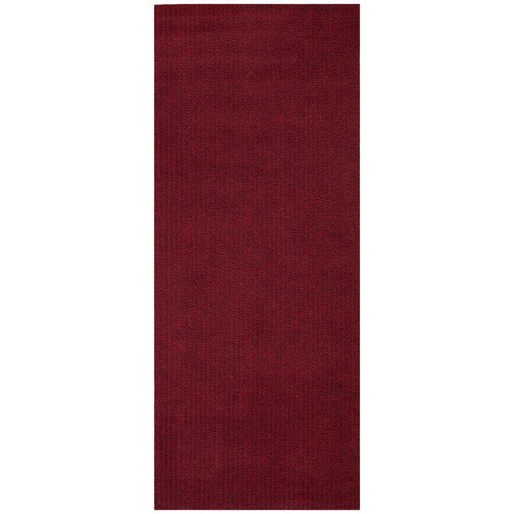 Sweet Home Stores Ribbed Waterproof Non-Slip Rubber Back Solid Runner Rug 2 ft. W x 8 ft. L Red Polyester Garage Flooring