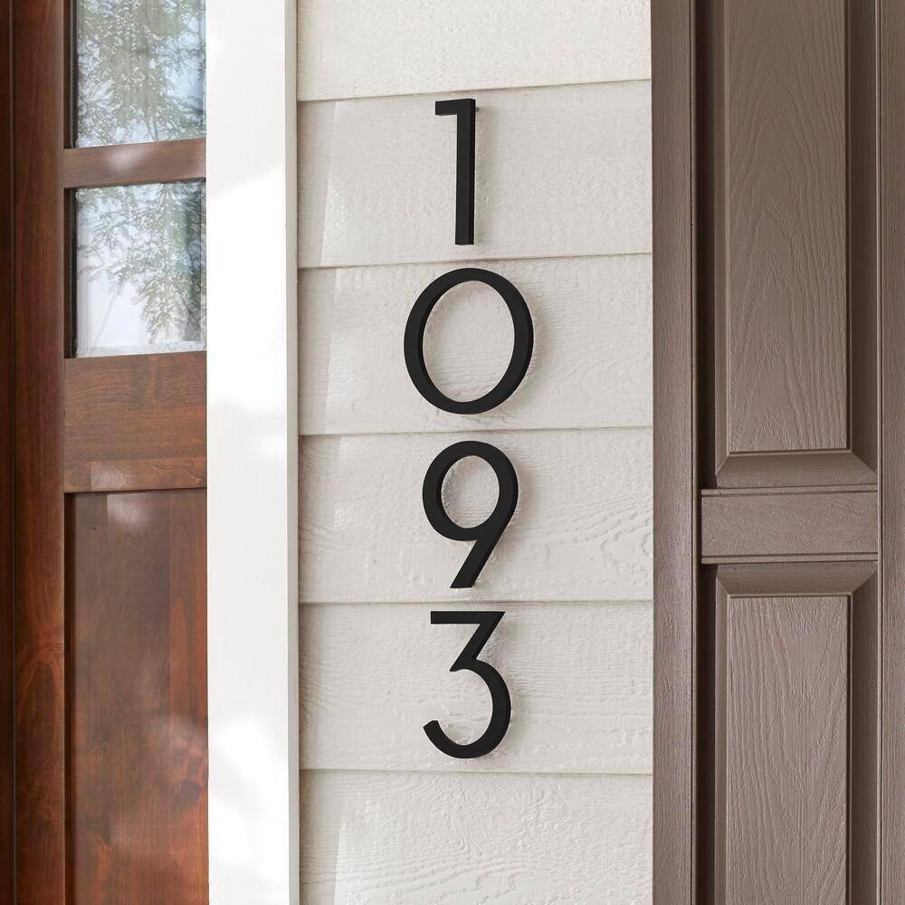 Everbilt 8 in. Matte Black Aluminum Floating or Flat Modern House Number 3