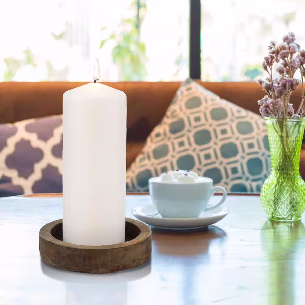 Stonebriar Collection Unscented 3 x 8 White Pillar Candle, Set of 6