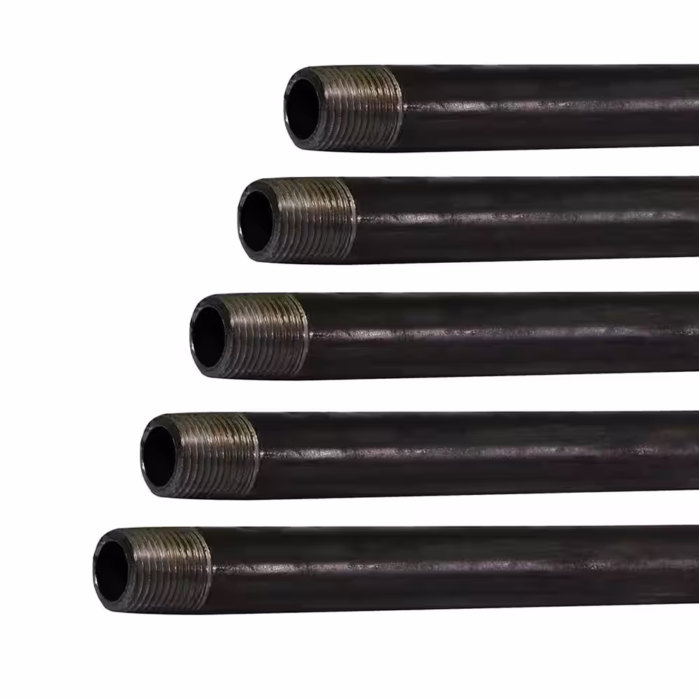 The Plumber's Choice 1/2 in. x 24 in. Black Steel Pipe (5-Pack)