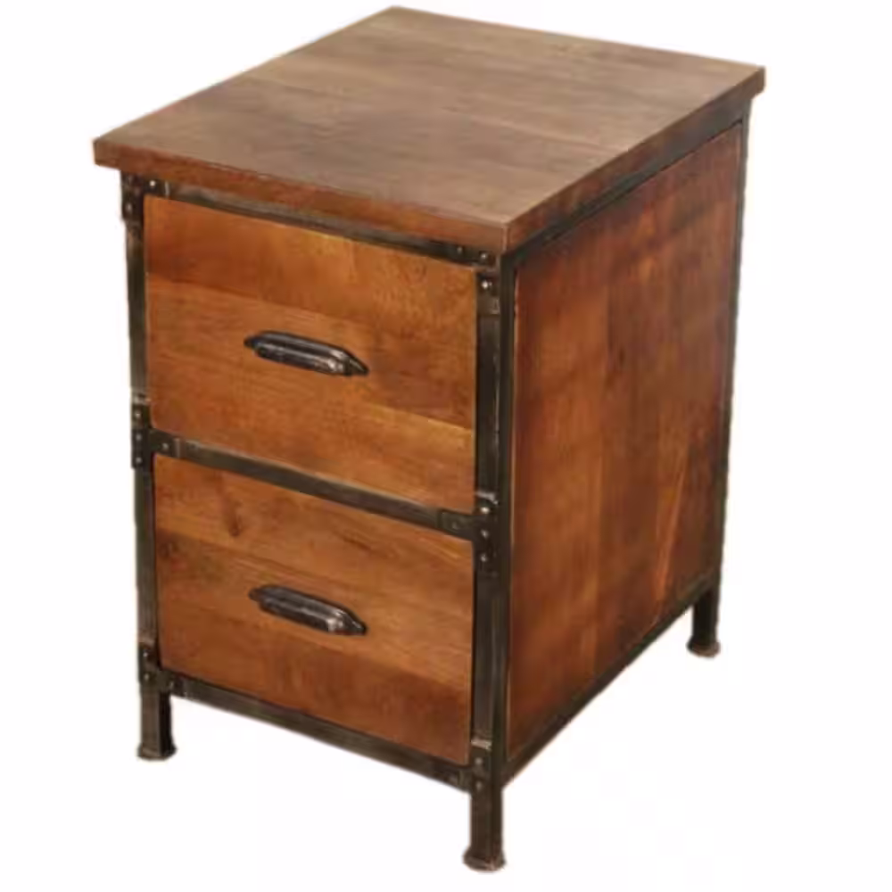 None Rustic 2-Drawer Brown Filing Cabinet