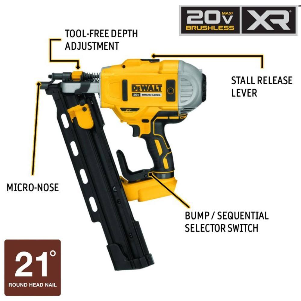 DEWALT 20V MAX XR Lithium-Ion Cordless Brushless 2-Speed 21Â° Plastic Collated Framing Nailer & Brushless Recip Saw (Tools Only)