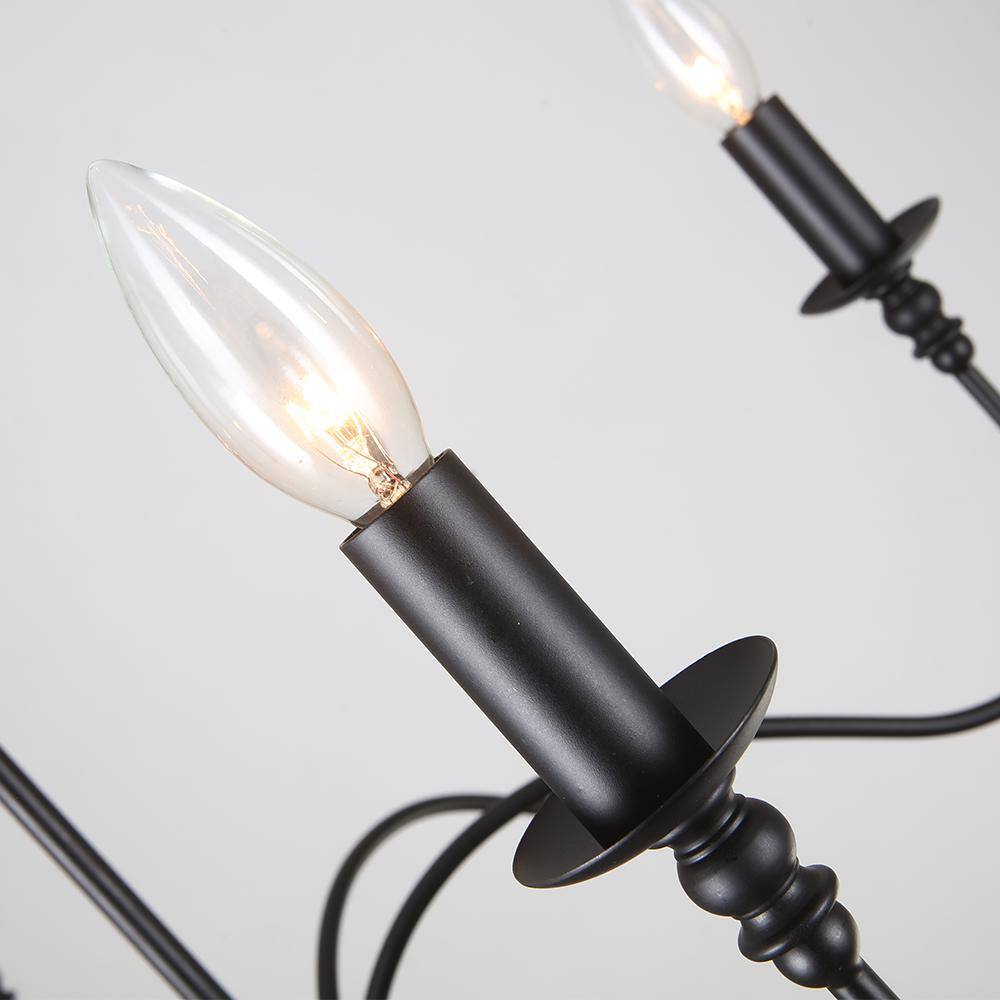 Sefinn Four 6-Light Black Iron Farmhouse Chandelier Industrial Ceiling Pendant