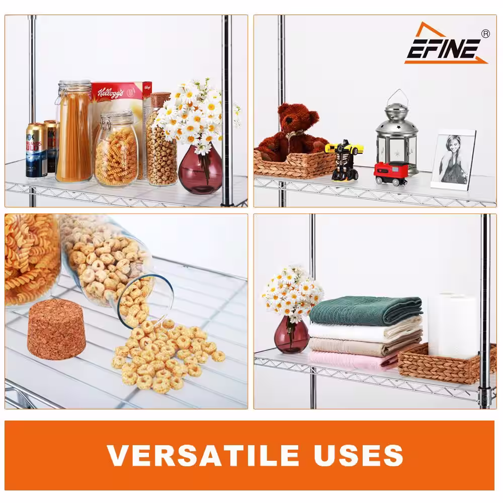 EFINE Chrome 3-Tier Carbon Steel Wire Garage Storage Shelving Unit, NSF Certified (36 in. W x 36 in. H x 16 in. D)