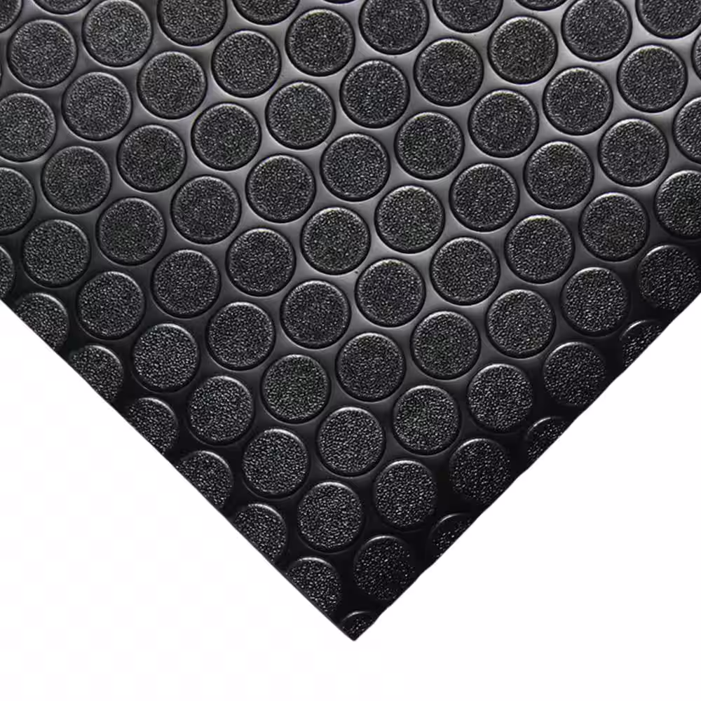 Rubber-Cal Coin Grip 4 ft. x 6 ft. Dark Grey Commercial Grade PVC Flooring