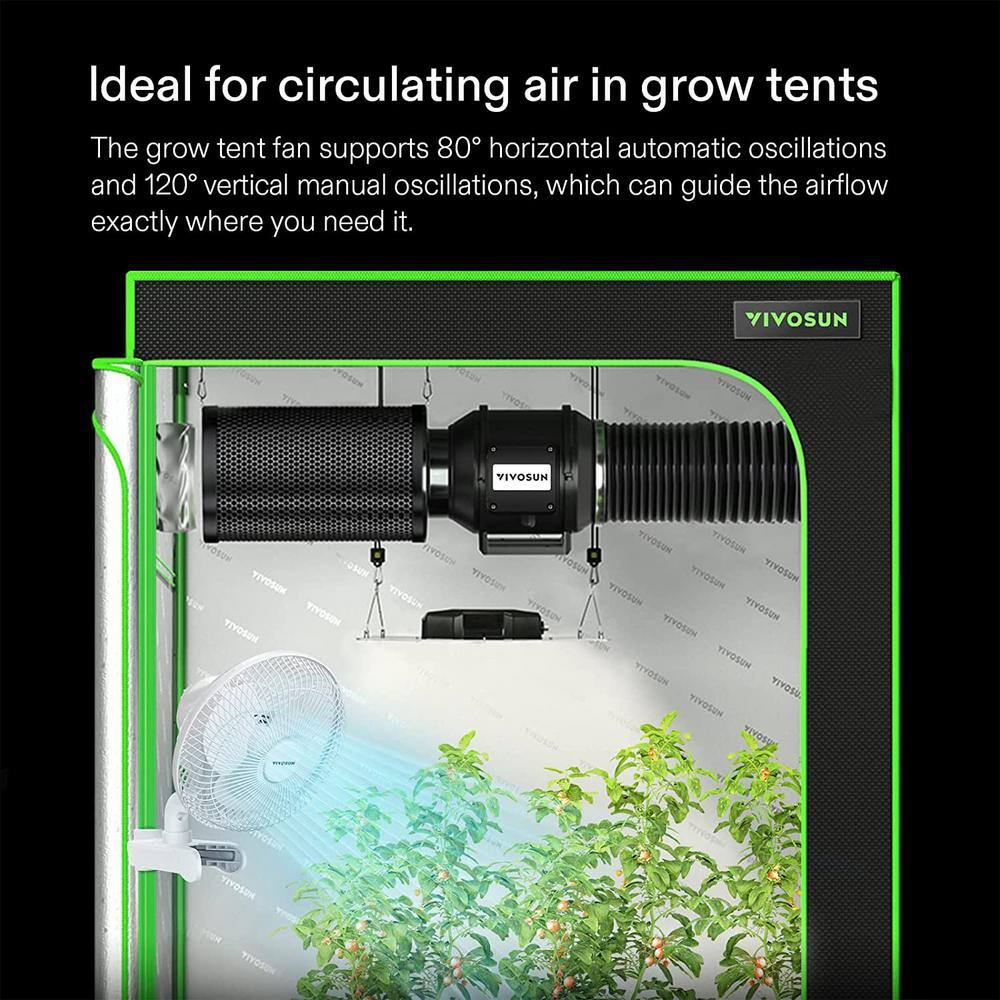 VIVOSUN AeroWave Portable 6 in. 2-Speed Clip Fan in White with Auto Oscillating for grow tents