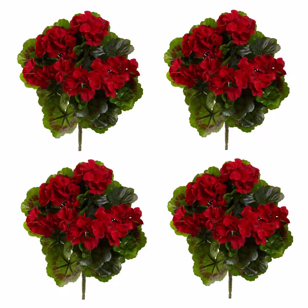 Nearly Natural UV Resistant Indoor/Outdoor Geranium Artificial Bush (Set of 4)