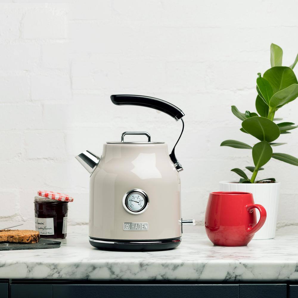 HADEN Dorset 1.7 l 7-Cup Beige Stainless Steel Electric Kettle with Auto Shut-Off and Boil-Dry Protection