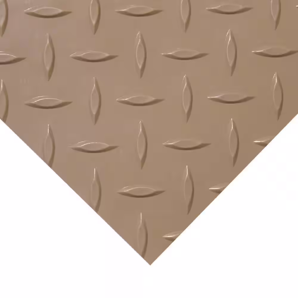 Rubber-Cal Diamond-Plate Metallic 4 ft. x 10 ft. Beige PVC Flooring (40 sq. ft.)