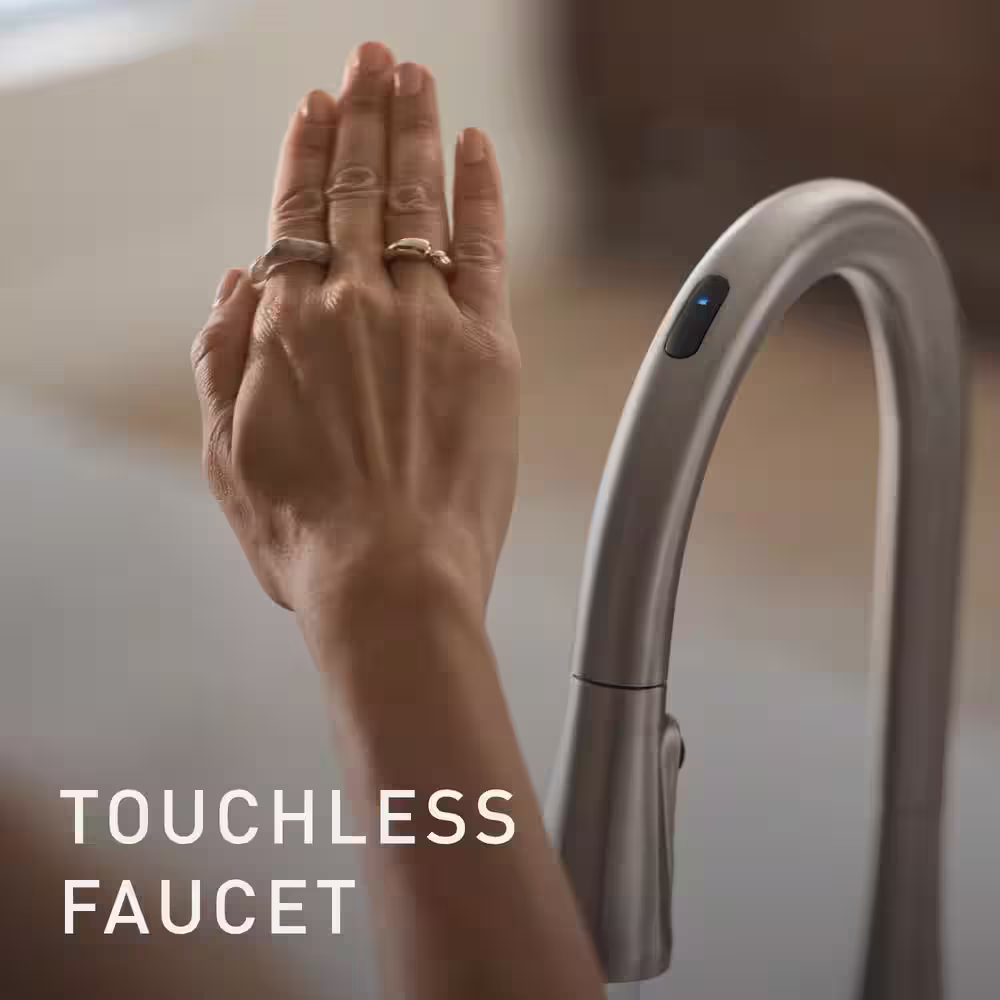 MOEN Align Single-Handle Smart Touchless Pull Down Sprayer Kitchen Faucet w/ Voice Control and Power Clean in Black Stainless