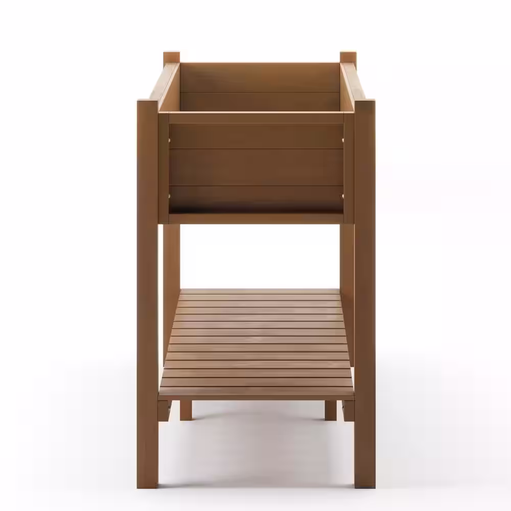 None Raised Garden Bed, Elevated Wood Planter Box Stand for Backyard, Patio, Balcony-Teak