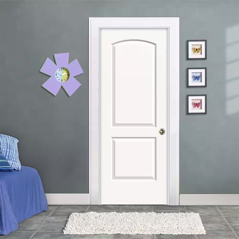 JELD-WEN Smooth 2-Panel Arch Top Primed Molded Single Prehung Interior Door