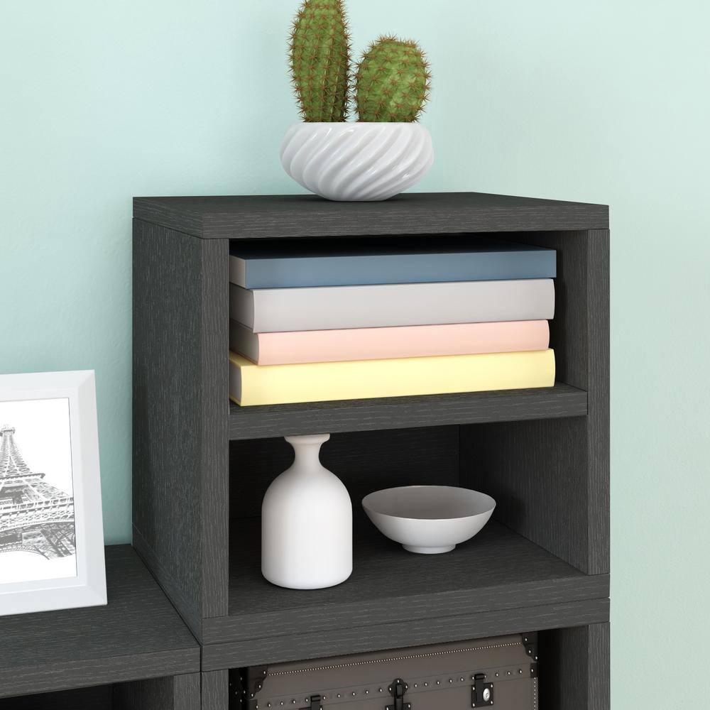 Way Basics 12.6 in. H x 13.4 in. W x 11.2 in. D Charcoal Black zBoard Paperboard Stackable Single Cube Organizer with Shelf