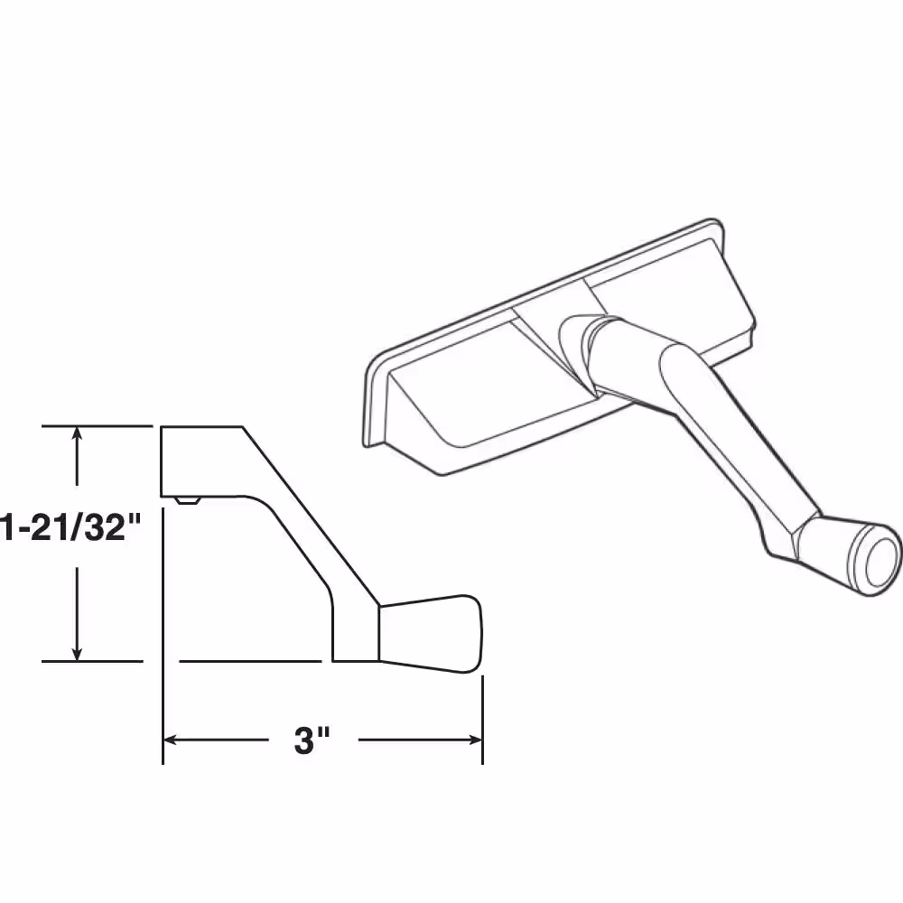 Prime-Line White, Diecast and Plastic, Operator cover and Crank Handle, 11/32 in. Drive Spline